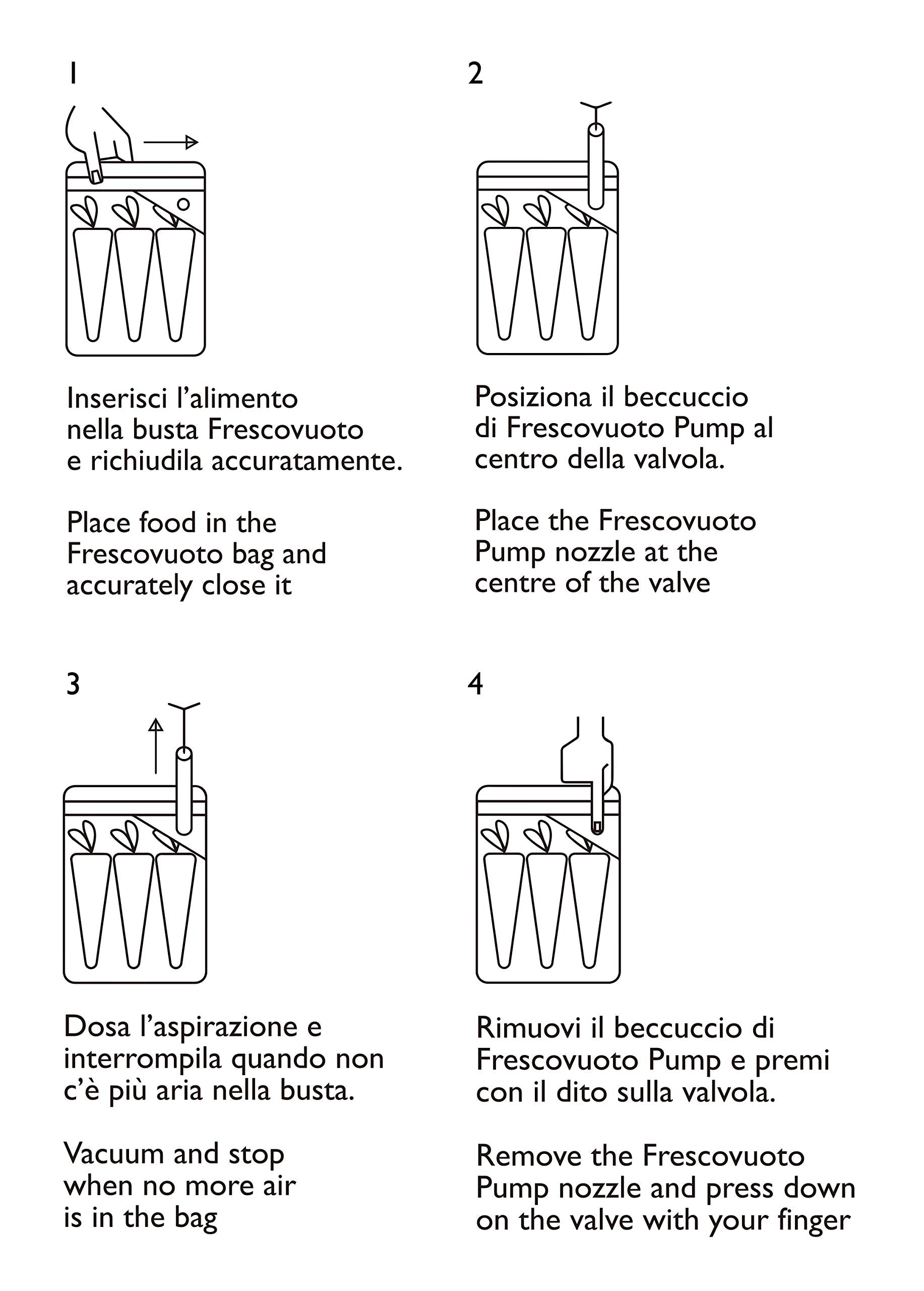 Kit Frescovuoto 8 Buste Riutilizzabili + Pompetta Manuale