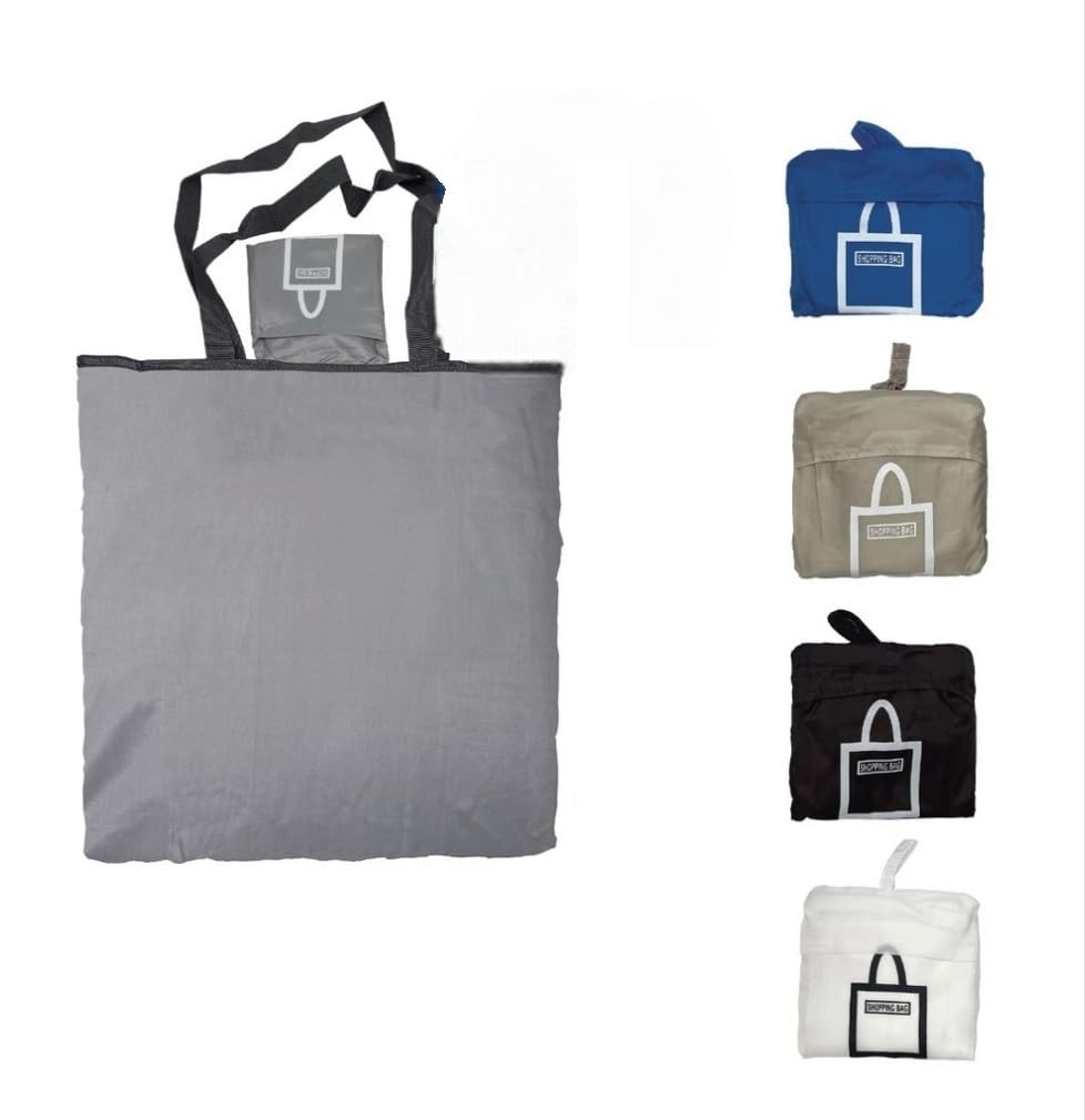 Set 4 Borse Pieghevoli Riutilizzabili Poliestere Multicolor - Lavabili Ecologiche Salvaspazio