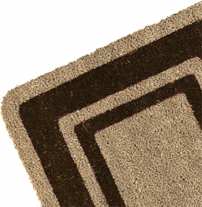 Zerbino Cocco Naturale Bordo Decorativo - Antiscivolo Interno/Esterno - 4 Dimensioni 3 Colori