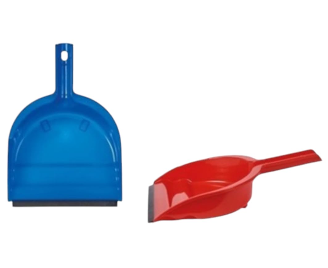 Lara Plastic Dustpan with Rubber Edge, 2 Pieces for Home, Garden and DIY