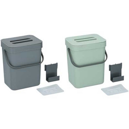 Pattumiera Cucina Bagno Bidone Spazzatura con Gancio per Anta Mobile e Adesivo Fissaggio Muro Parete Cestino Sottolavello Salvaspazio con Coperchio 2 Colori