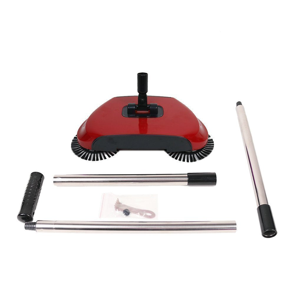 Spazzatrice Manuale 2 in 1 con Doppia Spazzola, Scopa Manuale Rotante a 360 Gradi per Pavimenti in Piastrelle di Legno, Compatta, Leggera, Facile da Pulire