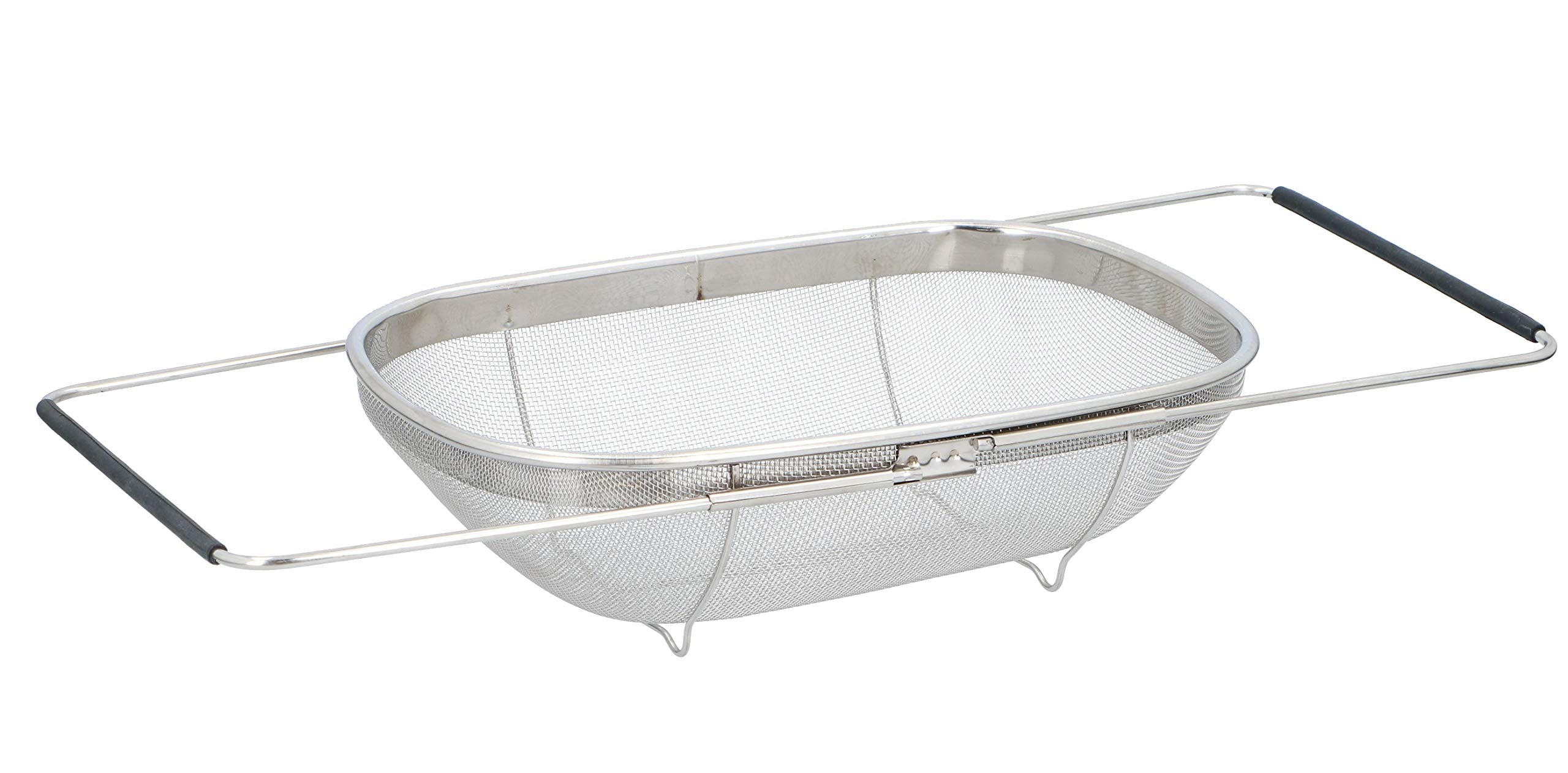 Stainless Steel Sink Strainer, Pull-Out Colander with Handles, 33 x 23.5 x 10 cm, Sink Strainer, Pasta Strainer, Silver