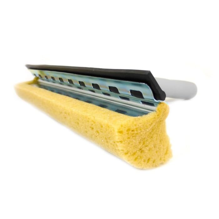Nettoyeur de vitres avec éponge de 25 cm pour le lavage et caoutchouc pour le séchage, idéal pour un nettoyage efficace et rapide des surfaces vitrées.