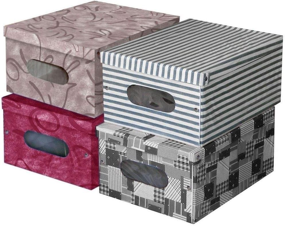 3 Scatole Organizer e Contenitori per Armadio/Guardaroba, Organizzatori Portaoggetti Rigidi e Salvaspazio. Sottoletto e per Vestiti. Mis.50x40x25 cm colori e fantasie assortiti