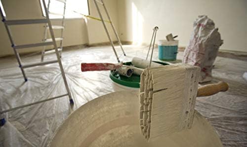 Set di 6 Pz. di Telo Copritutto Pvc Gr. 200 Mt.4 X 4 - Spessore 13 My Per Imbianchino, edilizia -Made in Italy