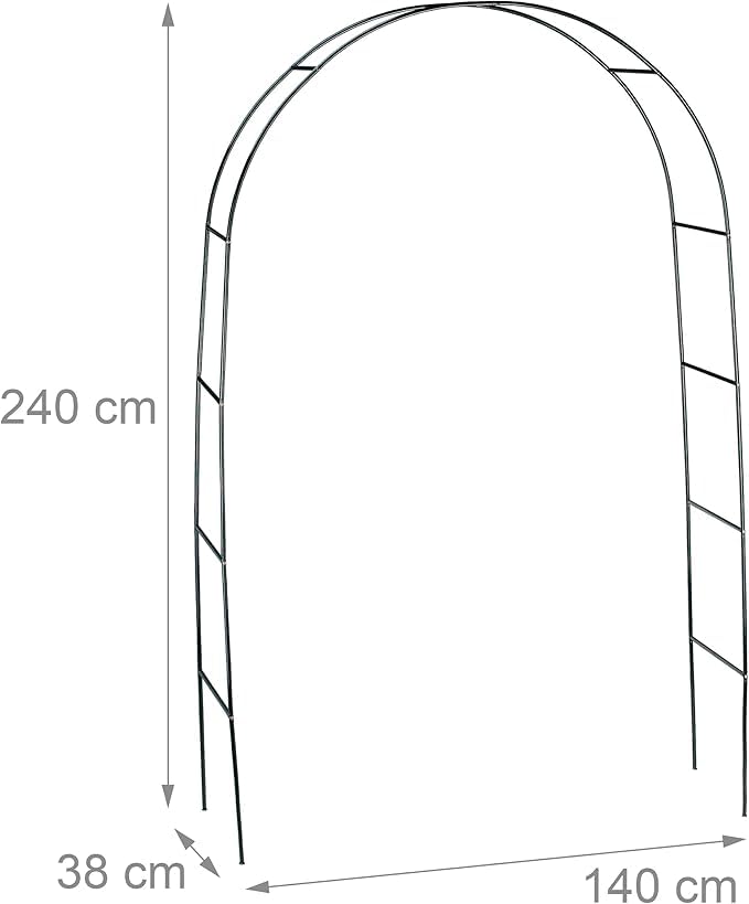 FERCASASHOP - Rose Arch, Climbing Plants, Garden Decoration, Plant Support, Metal Stand, 140x38x240 cm, Green Color