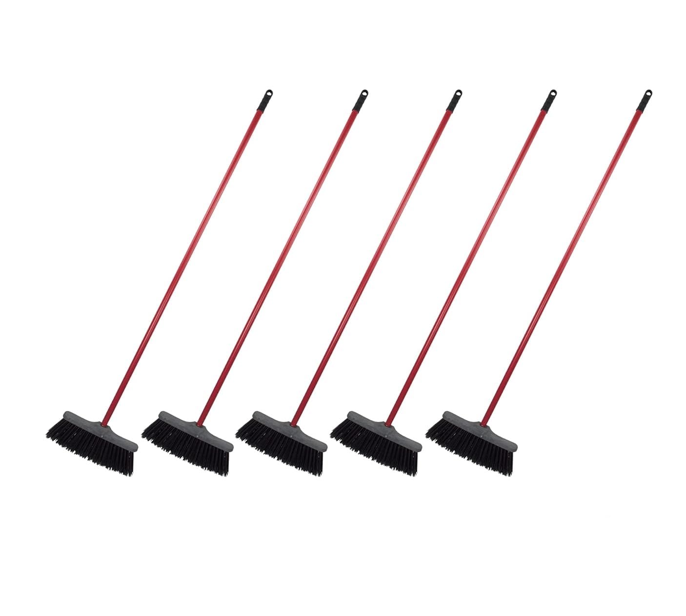 FercasaShop® Set of 5 Outdoor Industrial or Garden Brooms with Hard Stiff Bristles Including 140 cm Metal Handle.