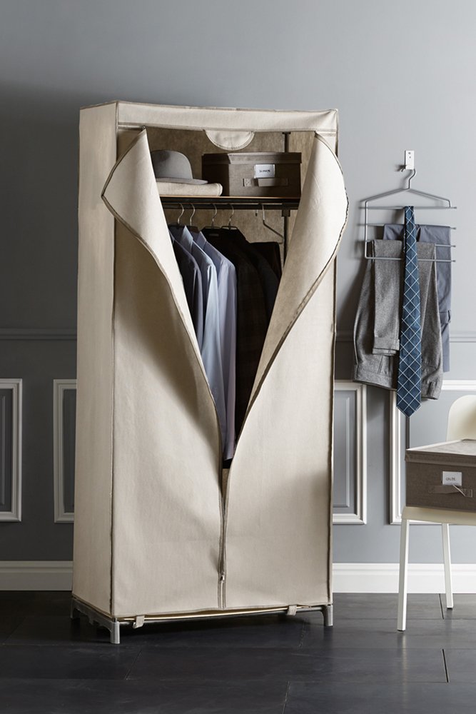 Perfetto Gastone Cabinet, Metal and Fabric, Ecru, 80x50x180 cm
