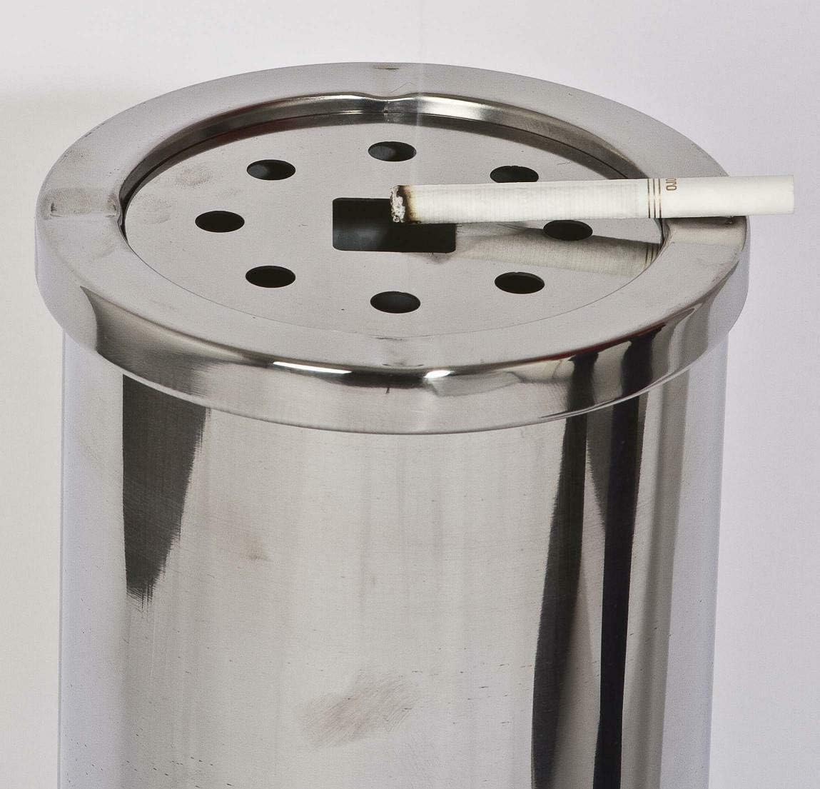 Cendrier de sol rond en acier inoxydable, diamètre 15 cm, hauteur 56 cm, pour une utilisation intérieure et extérieure. Disponible en 2 couleurs.