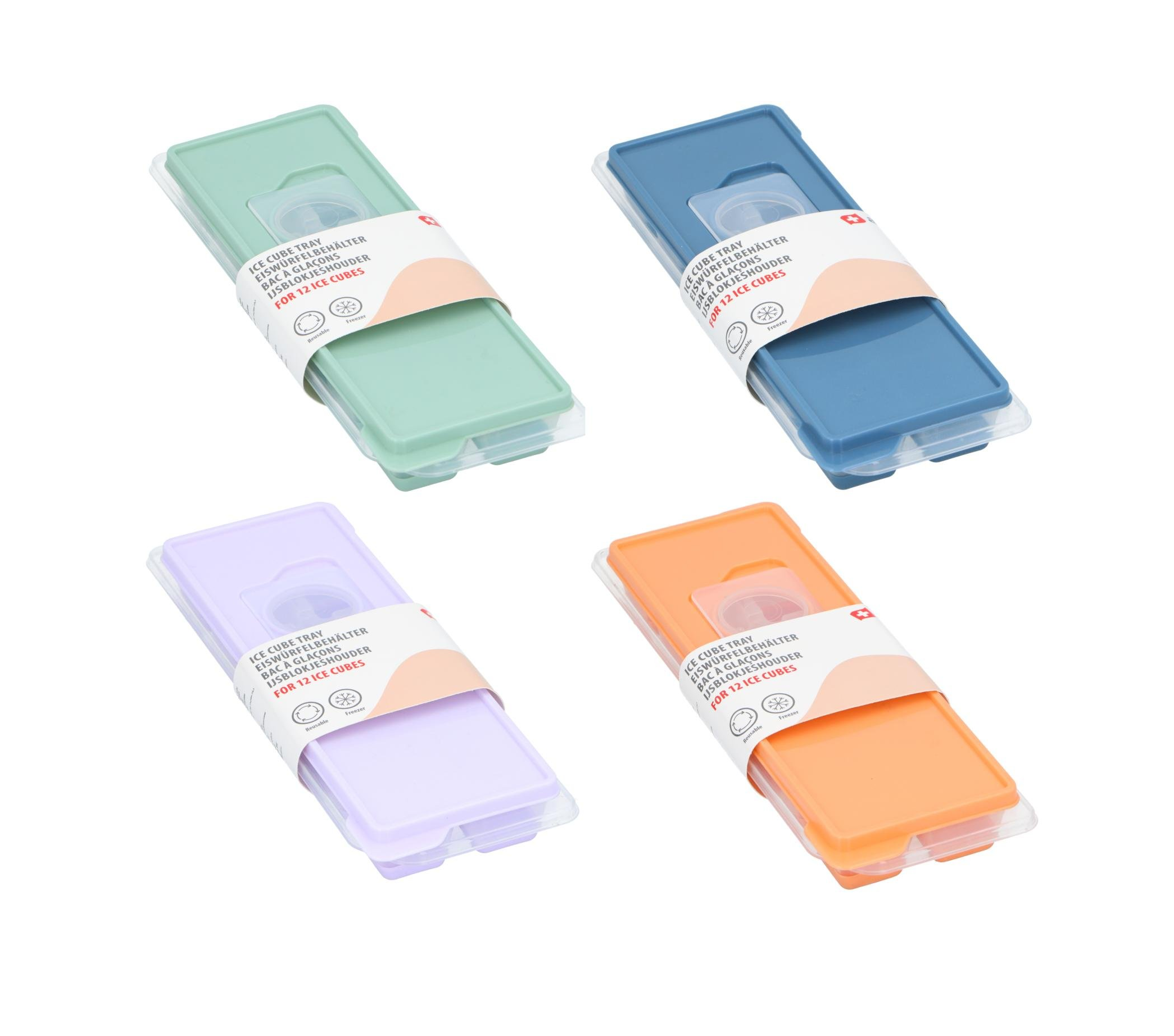 Stampo Ghiaccio Silicone con Coperchio 12 Cubetti - Vaschetta Formaghiaccio Colorata