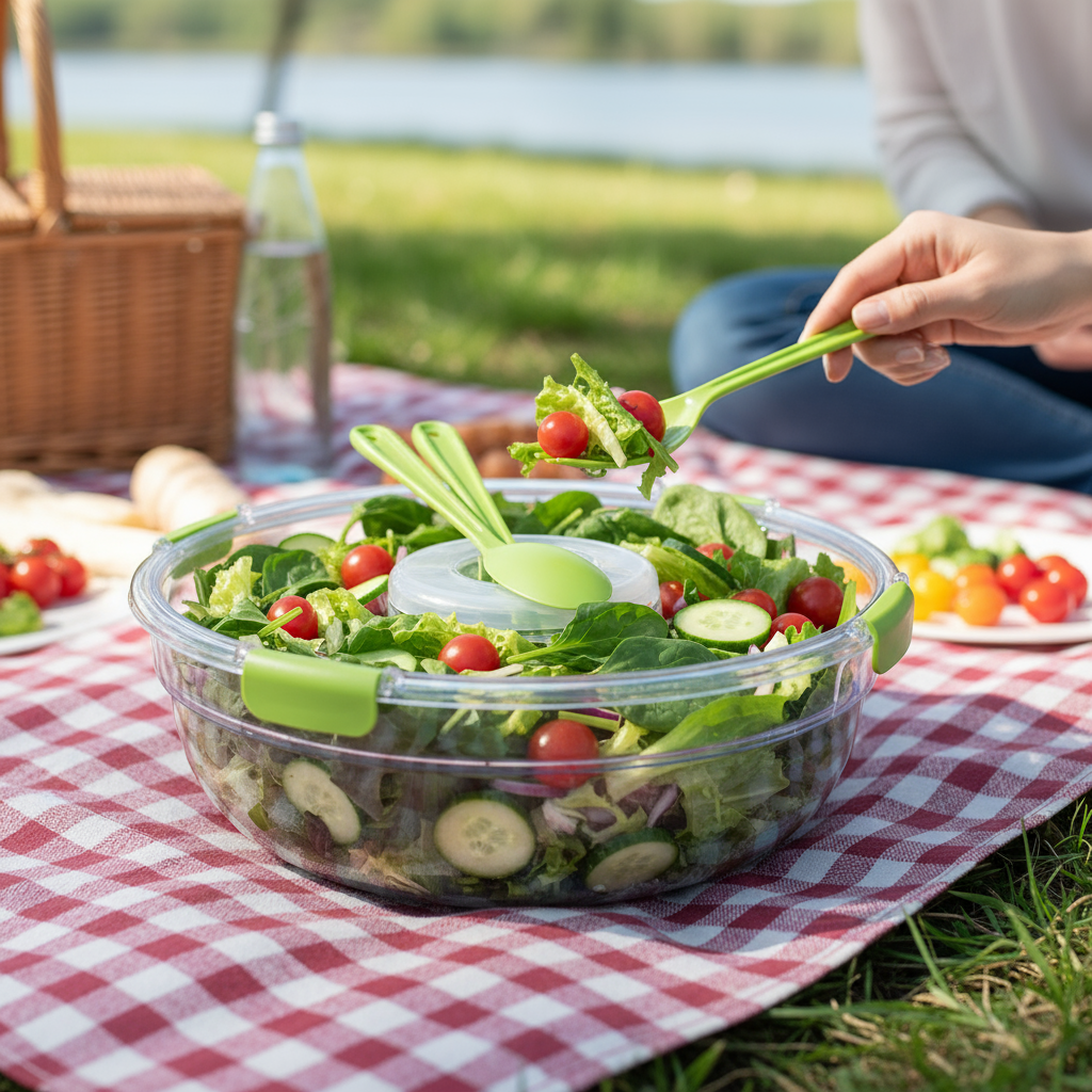 Foto lifestyle con insalata colorata