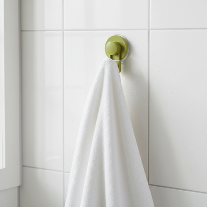 Gancio ventosa installato su piastrelle bagno