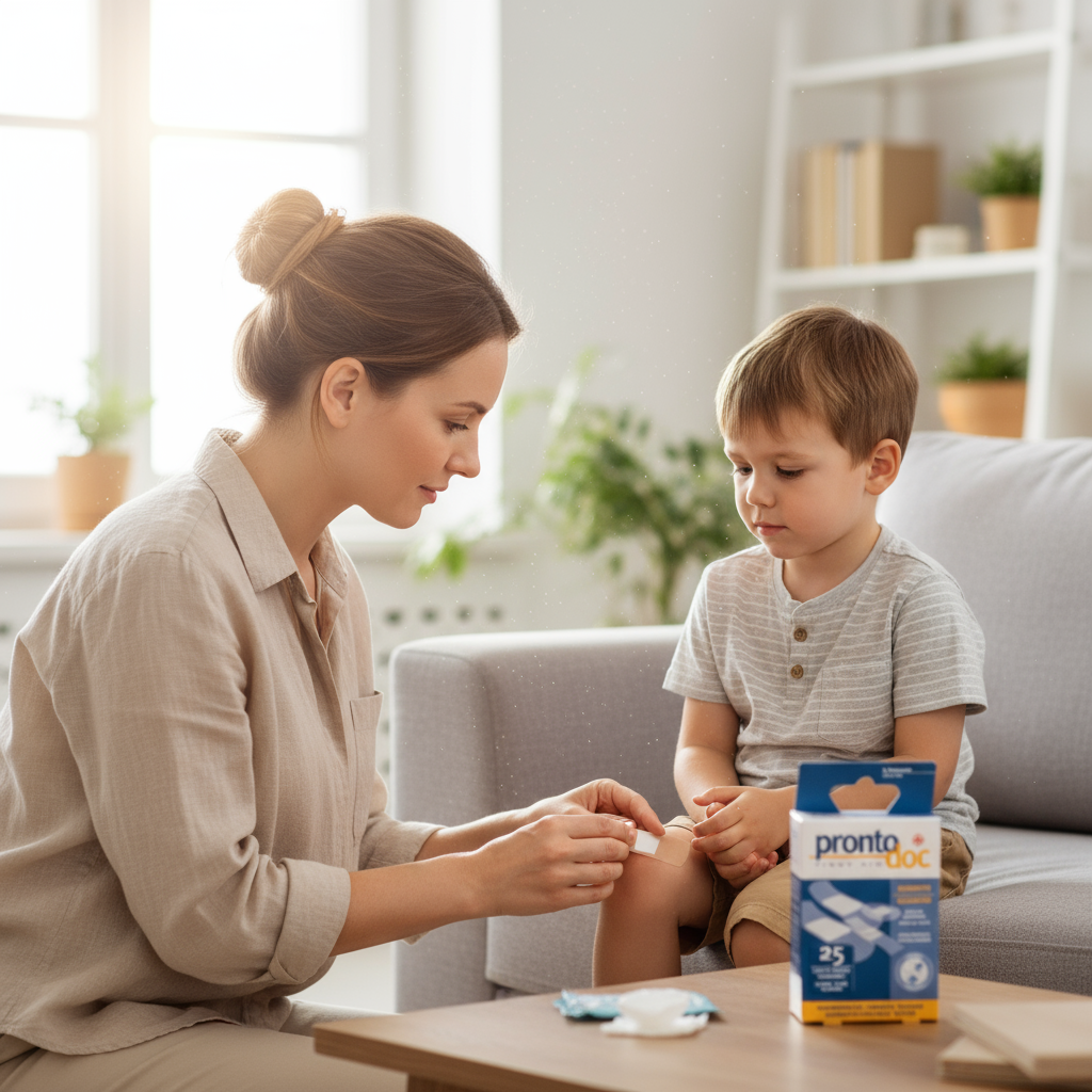 Genitore applica cerotto a bambino