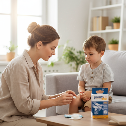 Genitore applica cerotto a bambino