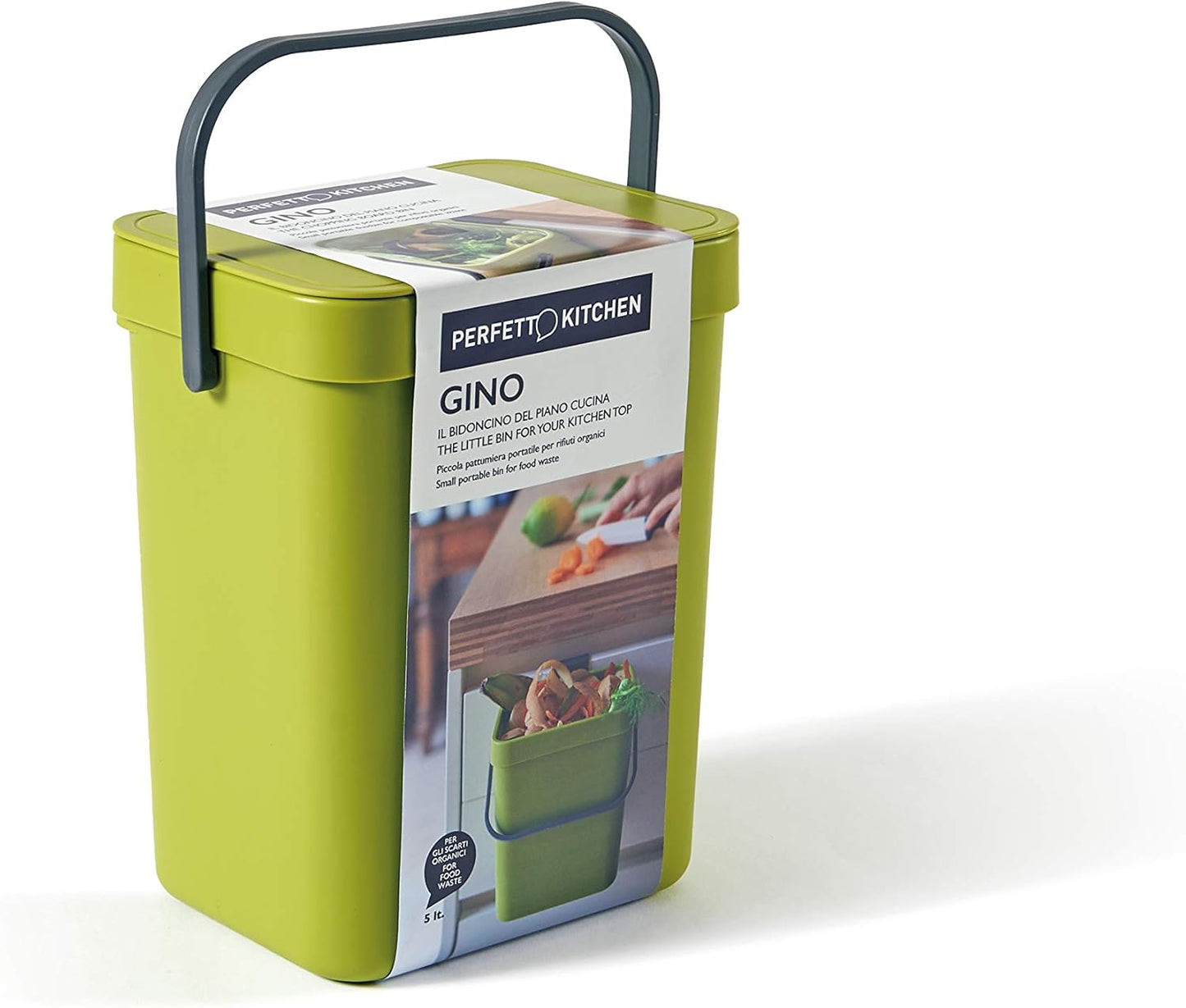 Pattumiera Umido 5L Gino da Appendere - Bidone Organico Cucina 3 Colori