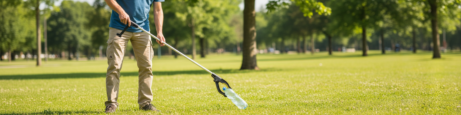 Gripper raccoglie rifiuti nel parco