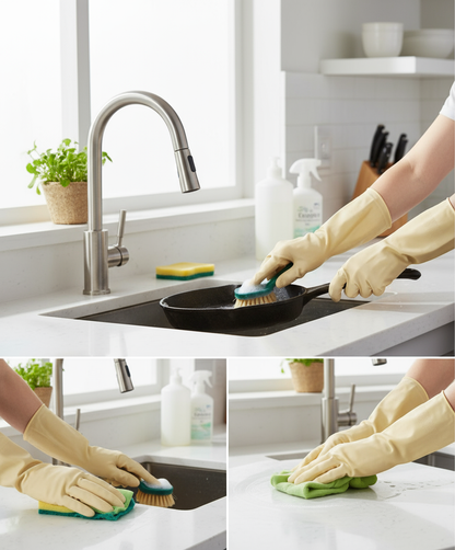 Guanti in uso durante le pulizie