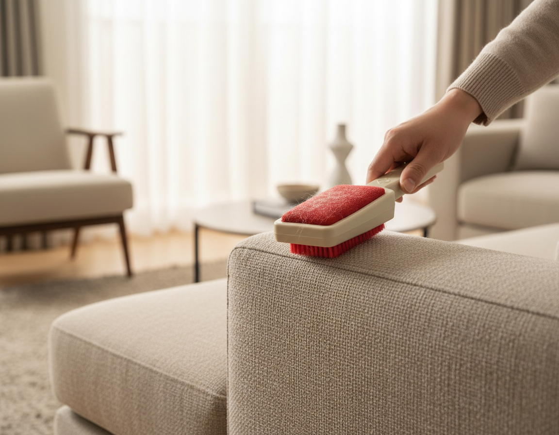 Spazzola beige rossa - Pulizia divano