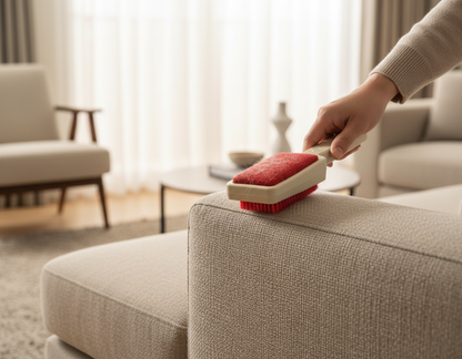 Spazzola beige rossa - Pulizia divano