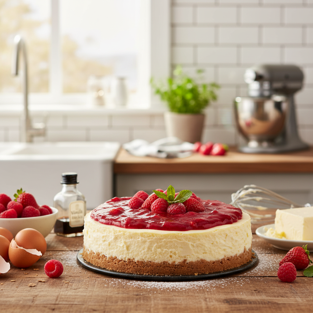 Tortiera con cerniera in uso per preparare cheesecake in cucina