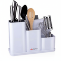 Organizer cucina bianco con scomparti per utensili e taglieri integrati