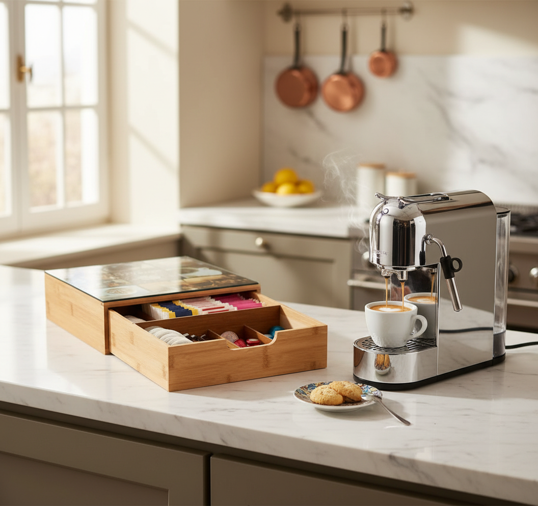 Scena lifestyle organizer capsule caffè