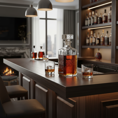 Angolo bar luxury con decanter whisky