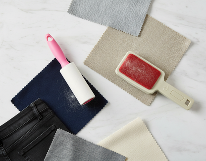 Flat lay set spazzole su marmo - Dimostrazione utilizzo