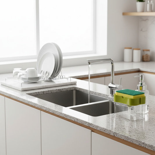 Cucina moderna organizzata con dispenser