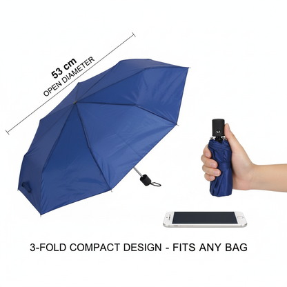 Ombrello Mini Pieghevole 53 cm - 8 Stecche Rinforzate - Compatto e Leggero - 3 Colori Disponibili