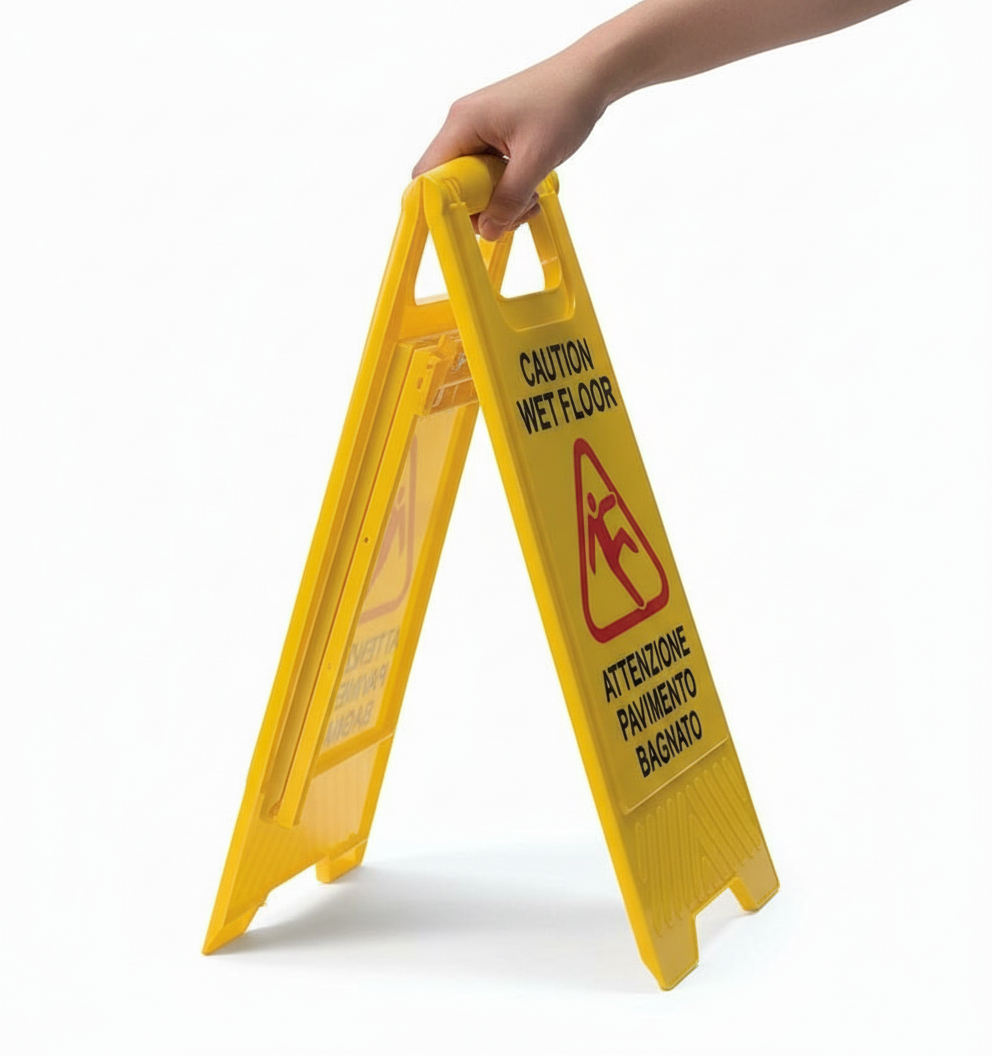 Cartello Pavimento Bagnato Wet Floor Giallo Professionale