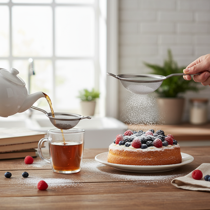 Set 2 Colini Alpina in Acciaio Inox - Setacci per Farina e Zucchero a Velo