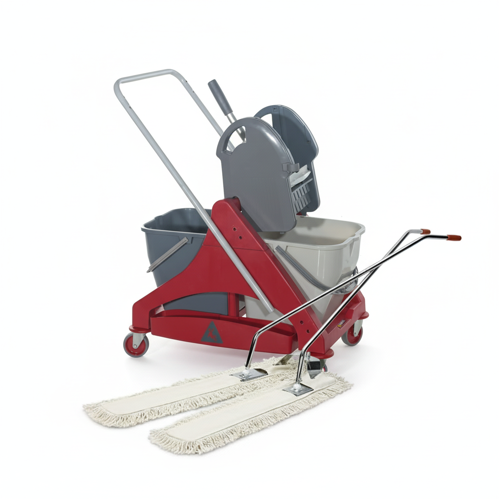 Kit Pulizia Industriale Carrello TAXON 50L + Scopa 100cm