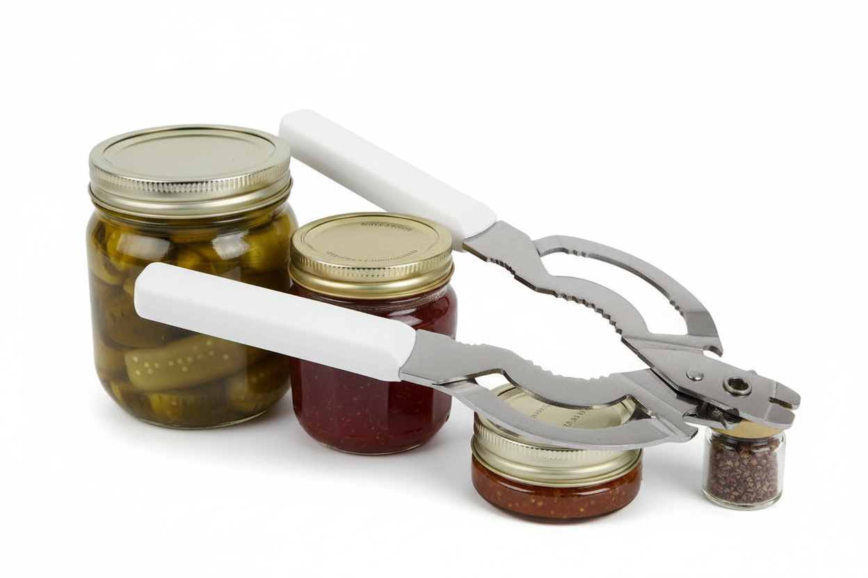 Dettaglio ganasce regolabili su barattoli diverse dimensioni