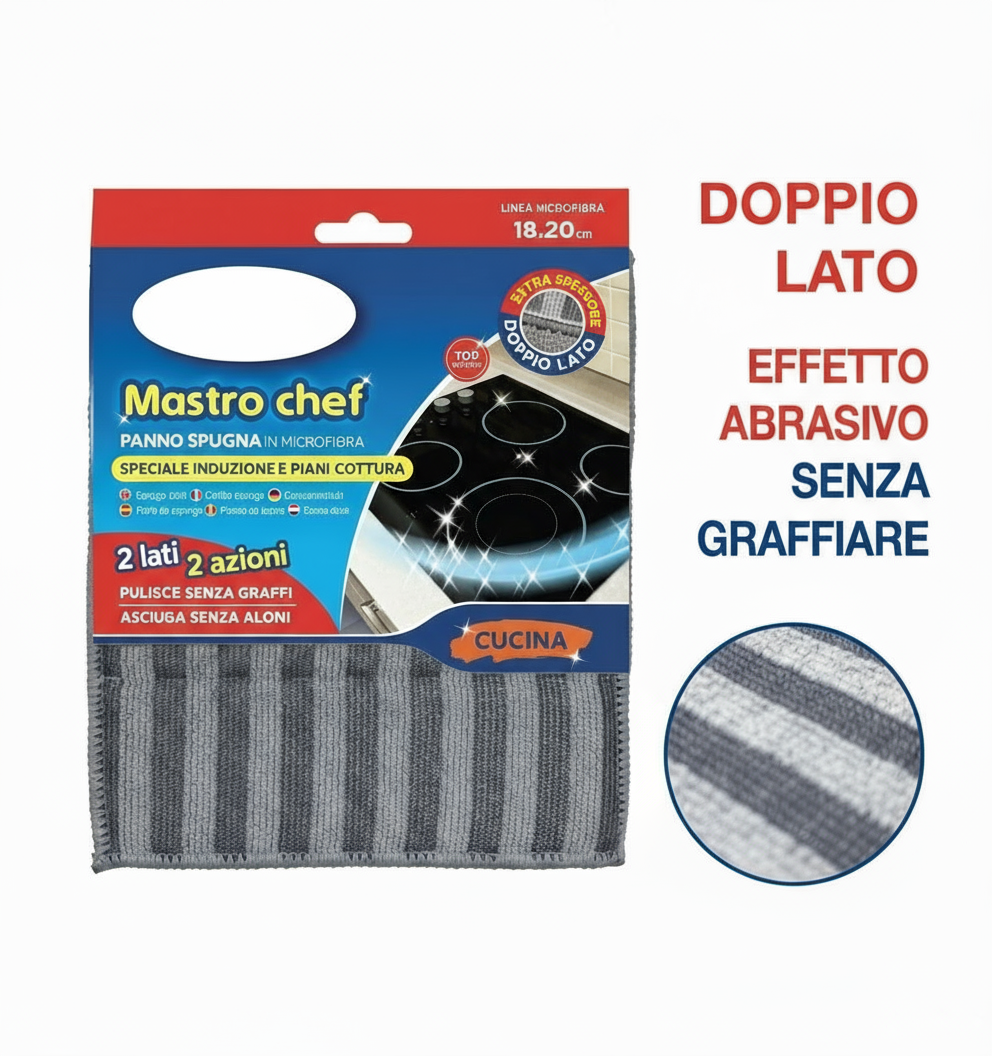Panno Spugna Microfibra Mastro Chef 18x20cm - Doppio Lato
