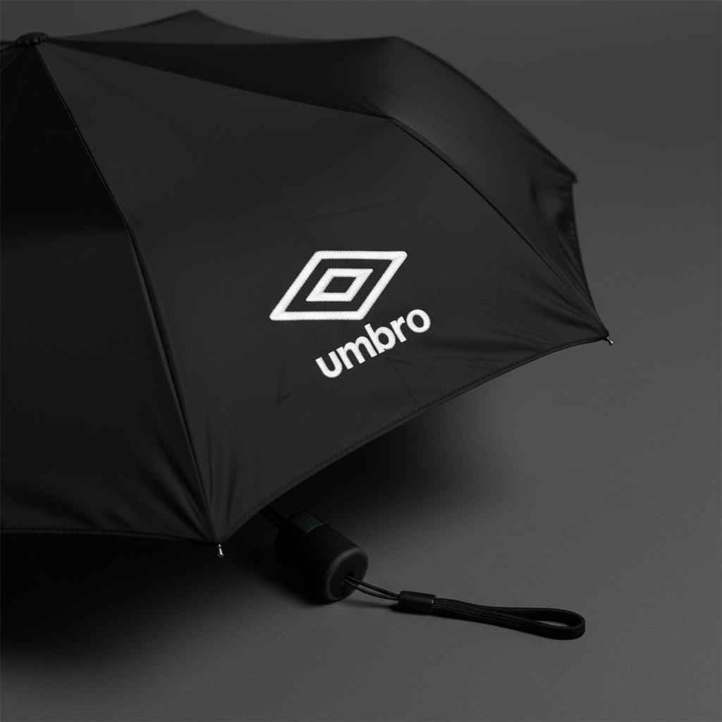 Dettaglio logo Umbro ombrello compatto premium quality close-up