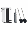Set Bagno Inox 3 Pz - Pattumiera 3L + Portascopino + Ricambi