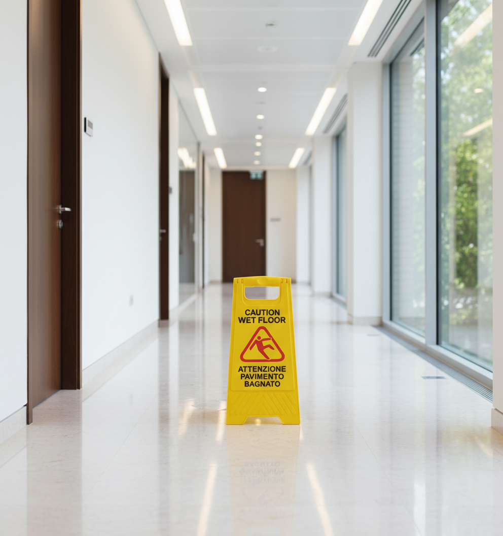 Cartello Pavimento Bagnato Wet Floor Giallo Professionale