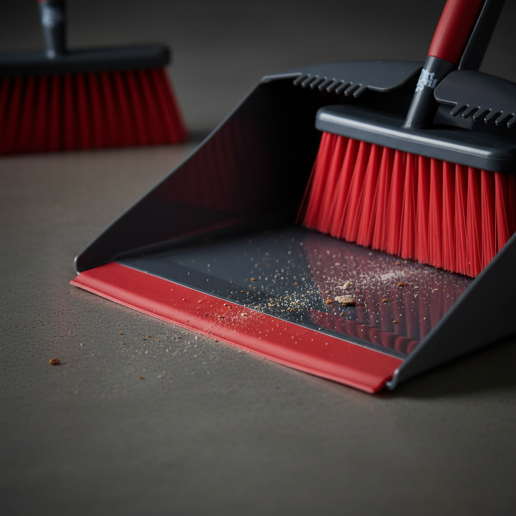 Dettaglio bordo gomma paletta raccolta polvere senza residui close-up