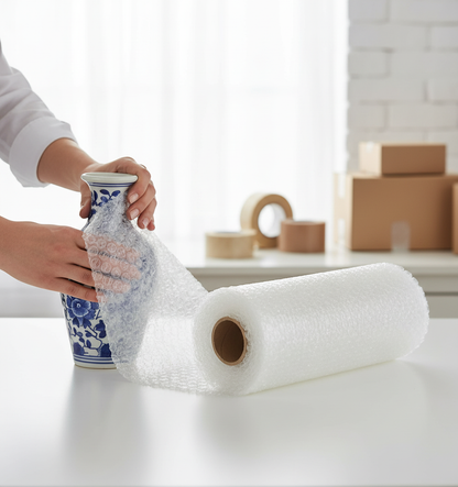 Imballaggio vaso ceramica con pluriball