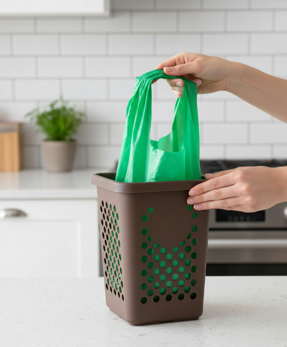 Kit Raccolta Umido Completo - Pattumiera Forata Ecoplast + Sacchi Biodegradabili 55x68cm - Set Organico Cucina