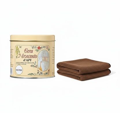 Kit pulizia parquet cera d'api con panno microfibra