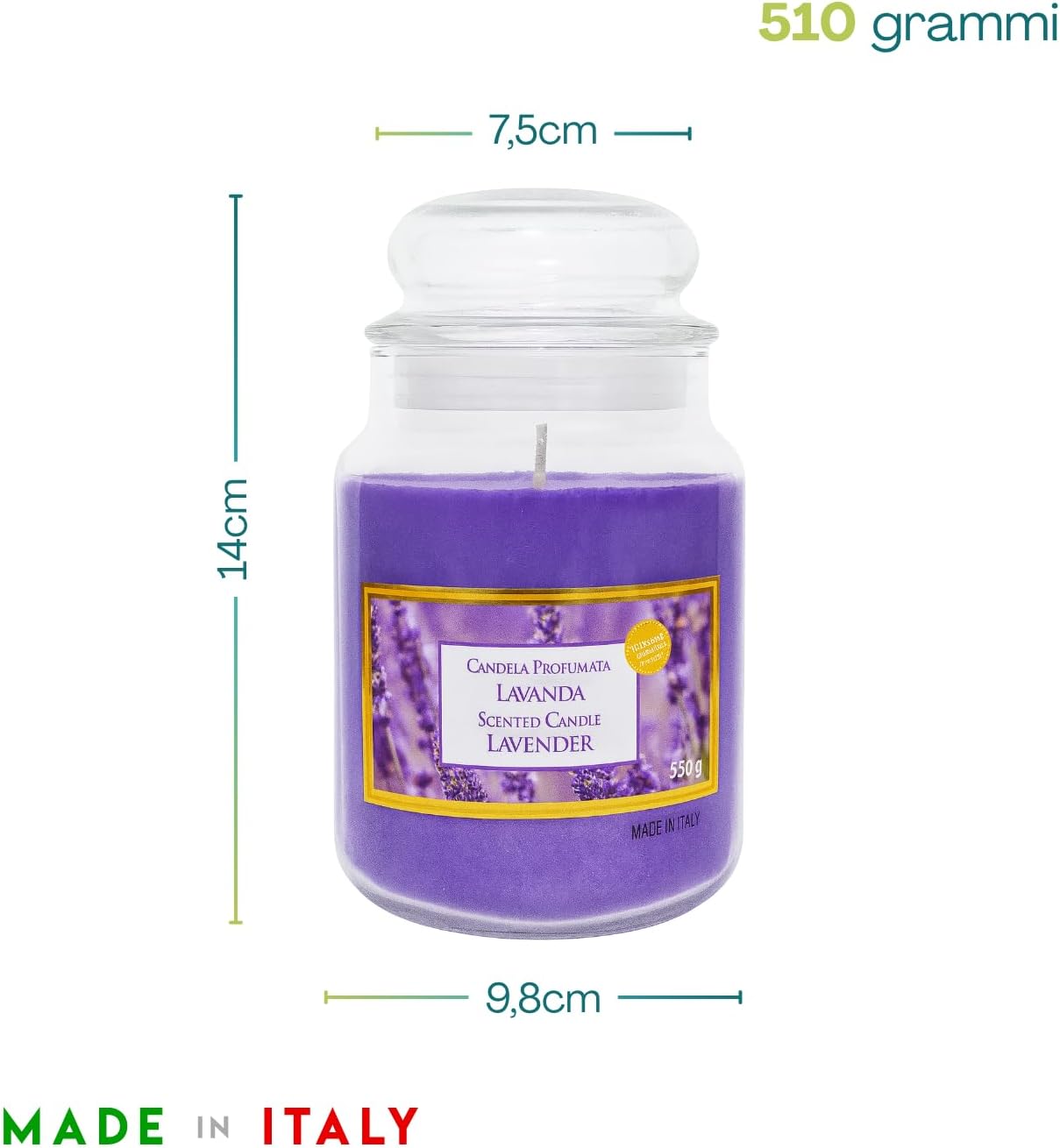 Candela Profumata in Giara di Vetro 550g - Fragranze Naturali per Casa e Relax