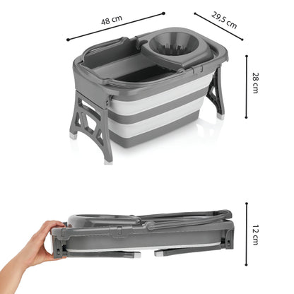 Secchio Pieghevole 20L con Strizzatore Mocio Grigio - Salvaspazio Pulizie