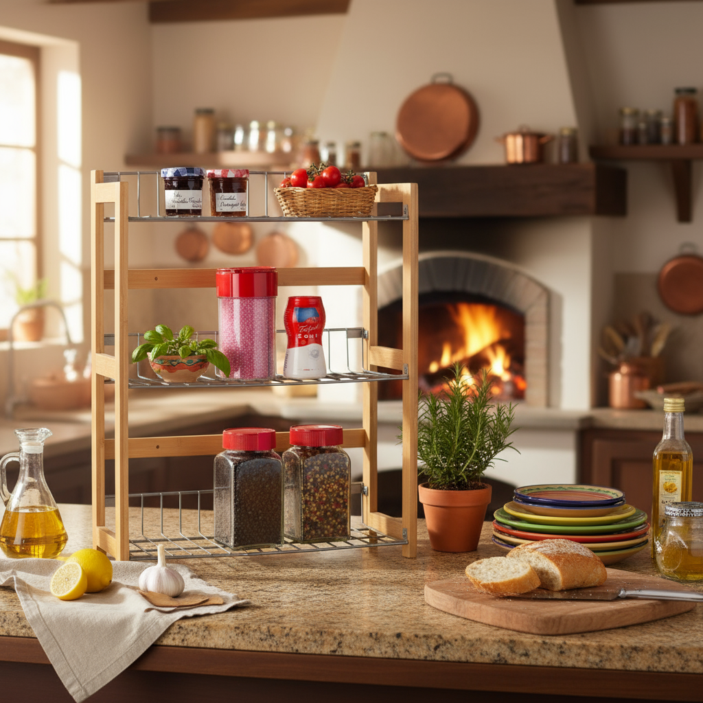 Mensola bambù cucina italiana lifestyle