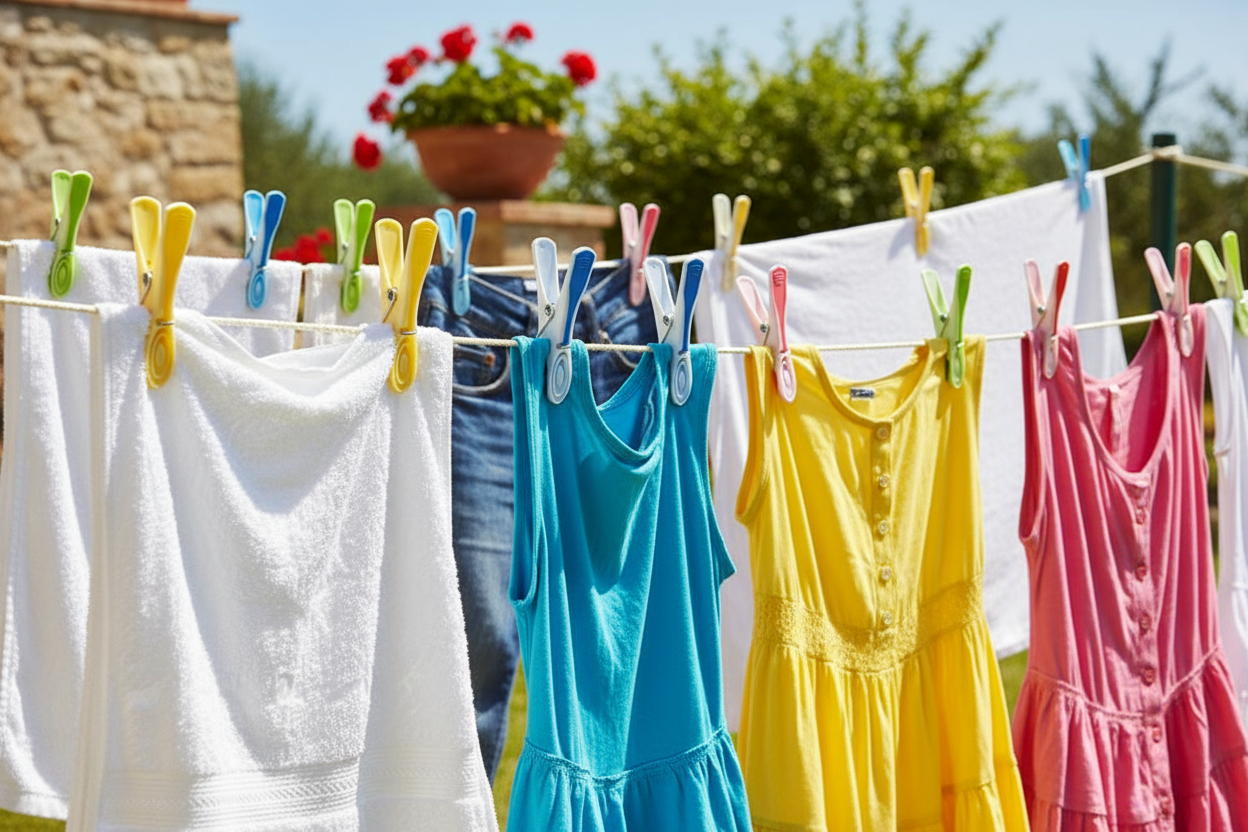 Mollette Colorclips su stendibiancheria esterno