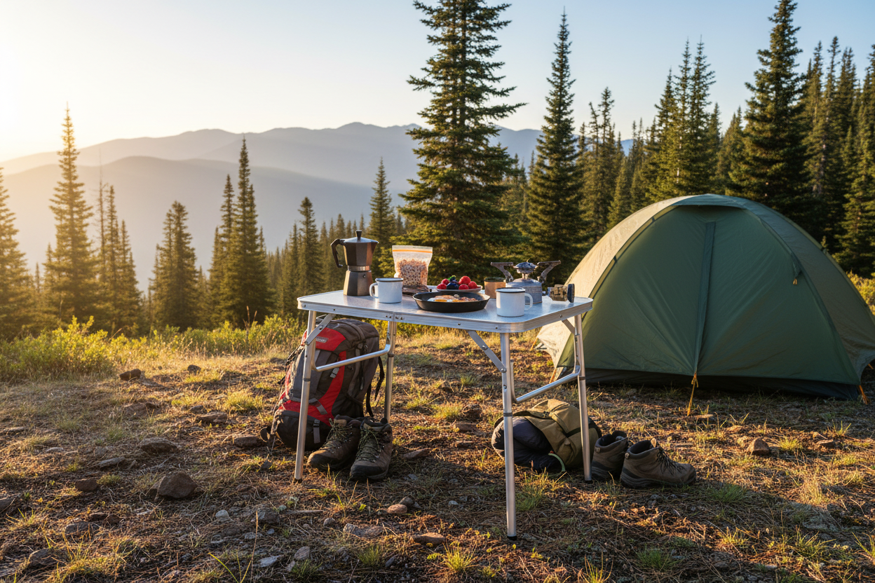 Mountain campsite scene