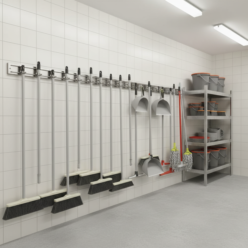 Scopa Industriale coccia in Plastica  28x13cm Setole Rigide - Per Esterni, Officine e Garage