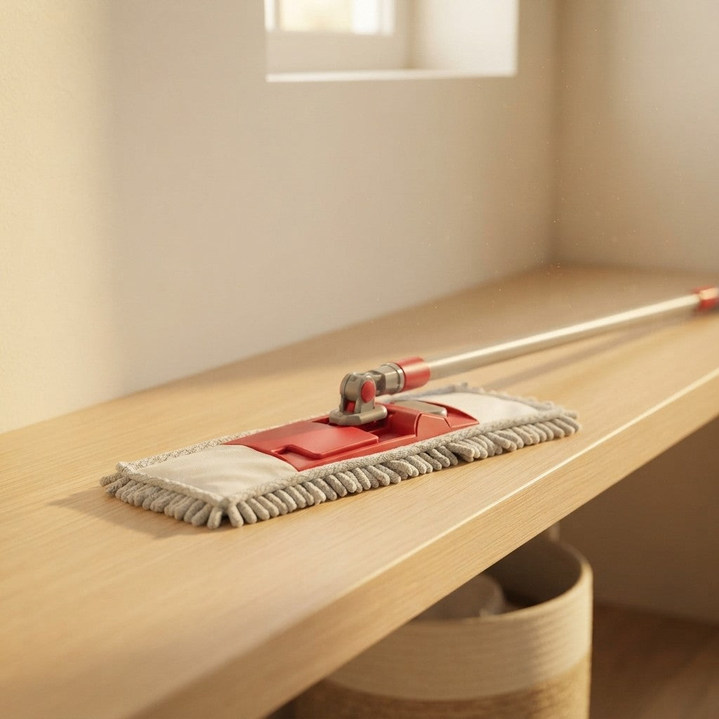 MICROFIBER MOP BROOM. DUST-CATCHING, WASHING, AND DRYING MOP WITH REPLACEABLE MICROFIBER CLOTH. EXTENDABLE TELESCOPIC WAND. EURONOVITA' SRL EN-86344